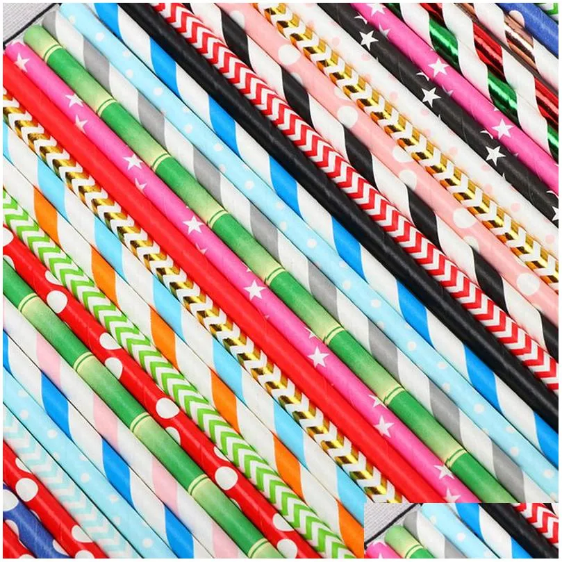 biodegradable disposable paper straw environmental colorful drinking straw wedding kid birthday party decoration supply bar tool