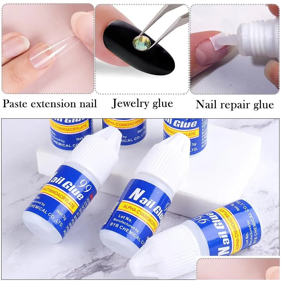 100pcsbyb bond nail glue nails false acrylic rhinestone tips overhead repair gel manicure tools nl1856