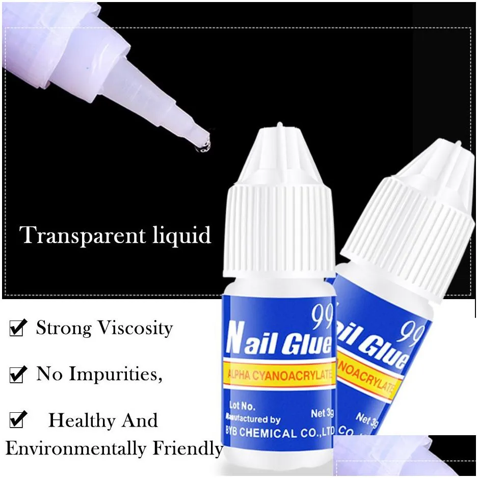 100pcsbyb bond nail glue nails false acrylic rhinestone tips overhead repair gel manicure tools nl1856