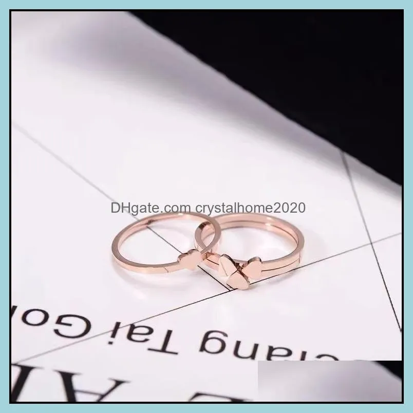 love heart three in one combination band ring fashion simple and extremely creative three piece couple titanium steel leaf clover rings holiday gifts woman