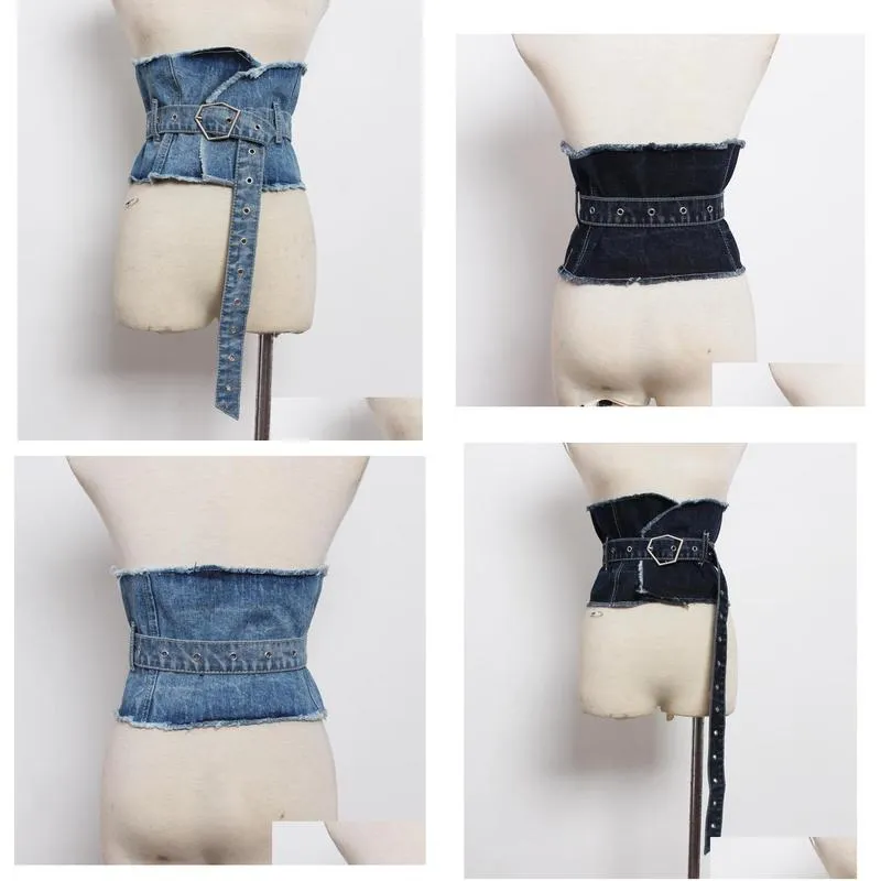 belts 2022 denim fabric slim waistband skirt peplum waist belt personality wide women fashion allmatch