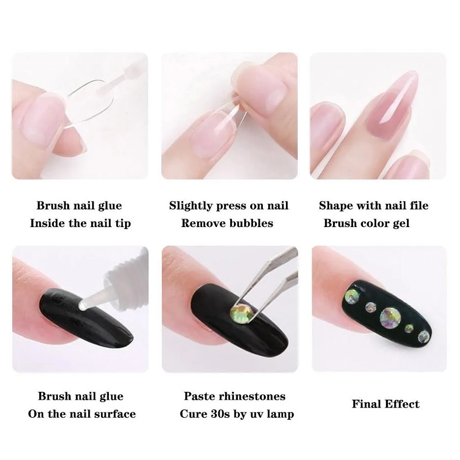 100pcsbyb bond nail glue nails false acrylic rhinestone tips overhead repair gel manicure tools nl1856