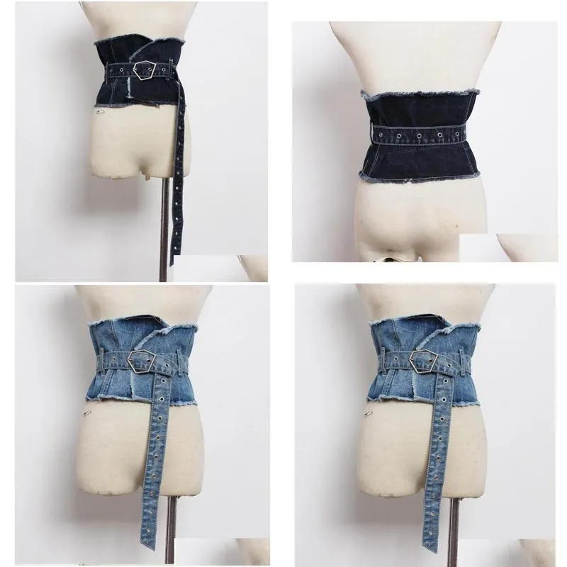 belts 2022 denim fabric slim waistband skirt peplum waist belt personality wide women fashion allmatch