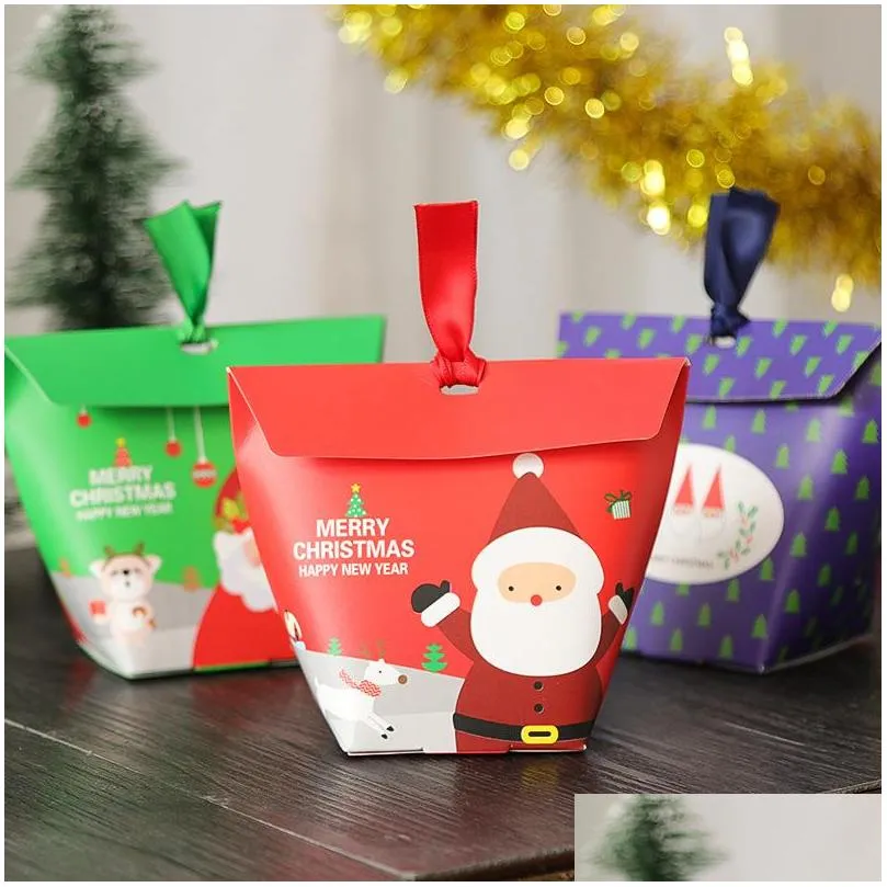 creative christmas candy packaging boxes xmas mini santa elk lovely gift packaging boxes chocolate baking package party decorations