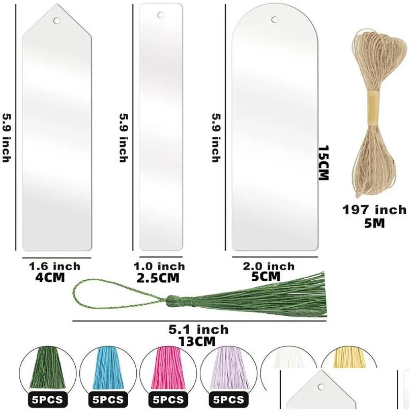 keychains rectangle transparent acrylic bookmark with colorful tassels blanks bulk clear bookmarks diy ornaments craftskeychains