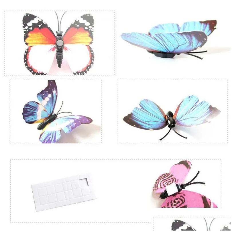 12pcs 3d butterfly wall sticker pvc simulation stereoscopic butterfly mural sticker fridge magnet art decal kid room home decor vt0446