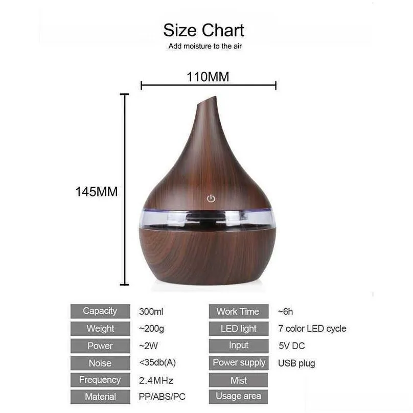 300ml humidifier electric aroma air diffuser ultrasonic air humidifier  oil aromatherapy cool mist maker