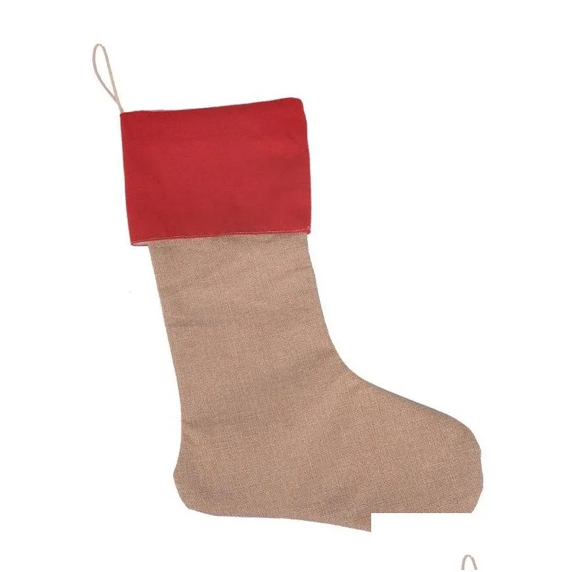 50pcs christmas decorations canvas socks stocking gift bag stocking 30x45cm christmas tree decoration socks xmas stockings 7styles