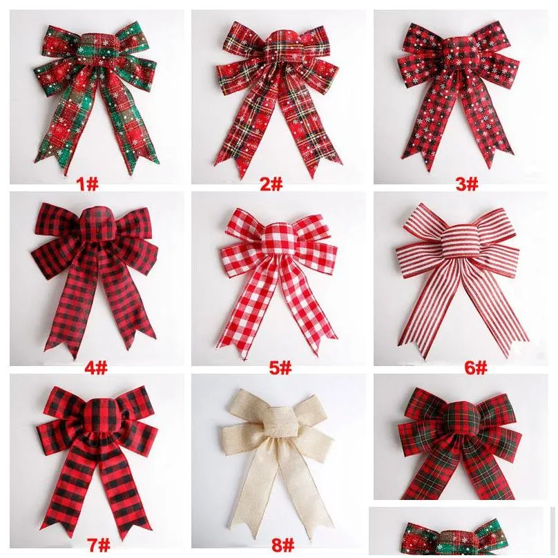 grid christmas bowknot red green bow decoration christmas tree decoration ornament year festival party home wedding decor vt1767