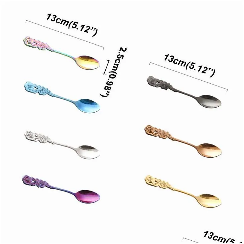 soup spoon stainless steel goldplated coffee tea dessert meal spoon fruit stir spoon kitchen dinnerware tableware customized vt1564