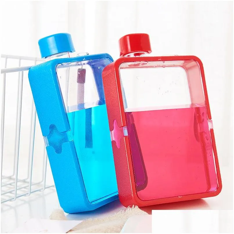 water bottles creative a5 drinking cups 380ml outdoor sports square plastic kettle portable fall resistant drinks bottle vtky2233