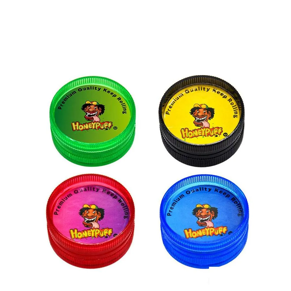 48ps/lot 2layers 30mm mini acrylic hard plastic smoking tobacco herb grinder muller reggae grinder jamaica honeypuff tobacco grinder