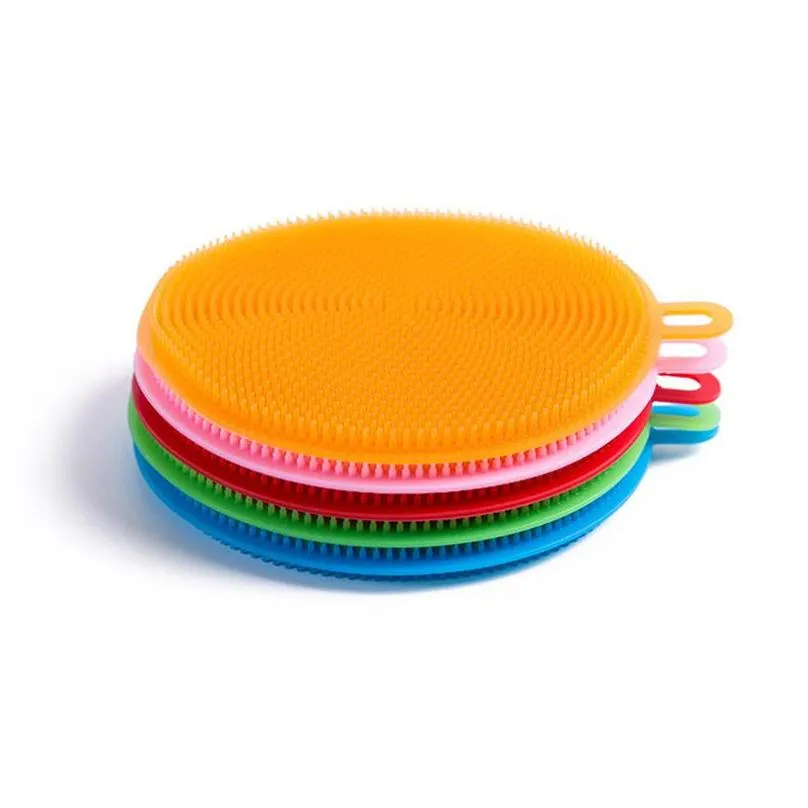 silicone dish bowl cleaning brushes multifunction 5 colors scouring pad pot pan wash brushes cleaner kitchen dish washing tool dbc