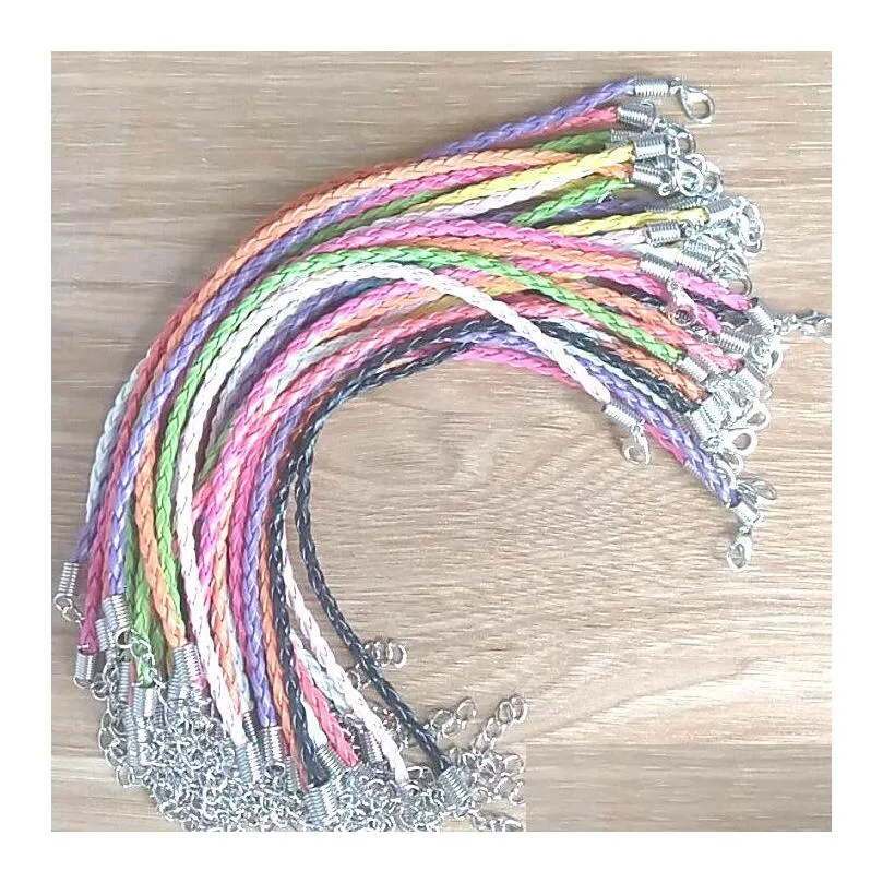 braided necklace rope multicolor artificial leather cords fit pendant 43add5cm