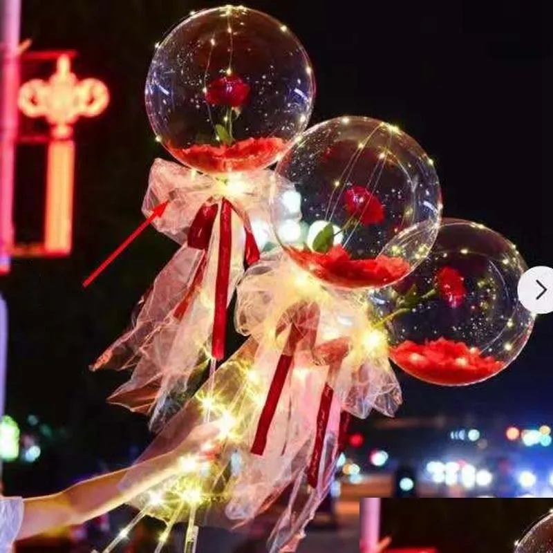 party decoration valentines day led rose ball luminous colorful bouquet balloon decorations lovers time gifts transparent ornaments