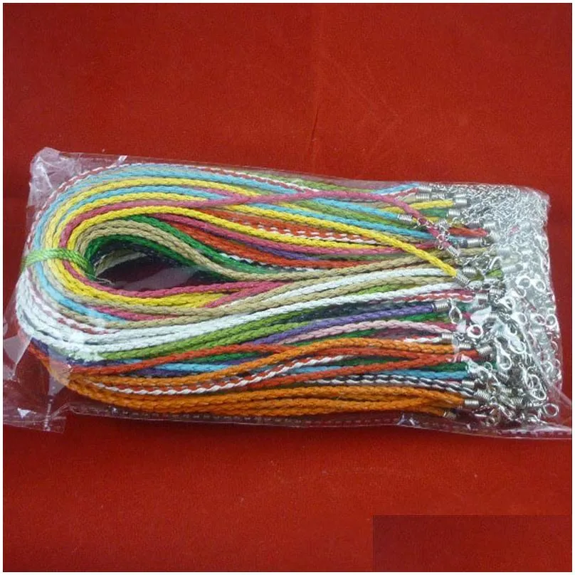 braided necklace rope multicolor artificial leather cords fit pendant 43add5cm