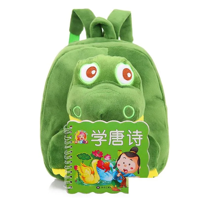 5 colors baby cute dinosaur plush backpack bags kids cartoon stuffed doll dinosaur backpack children kindergarten school bags dh1268