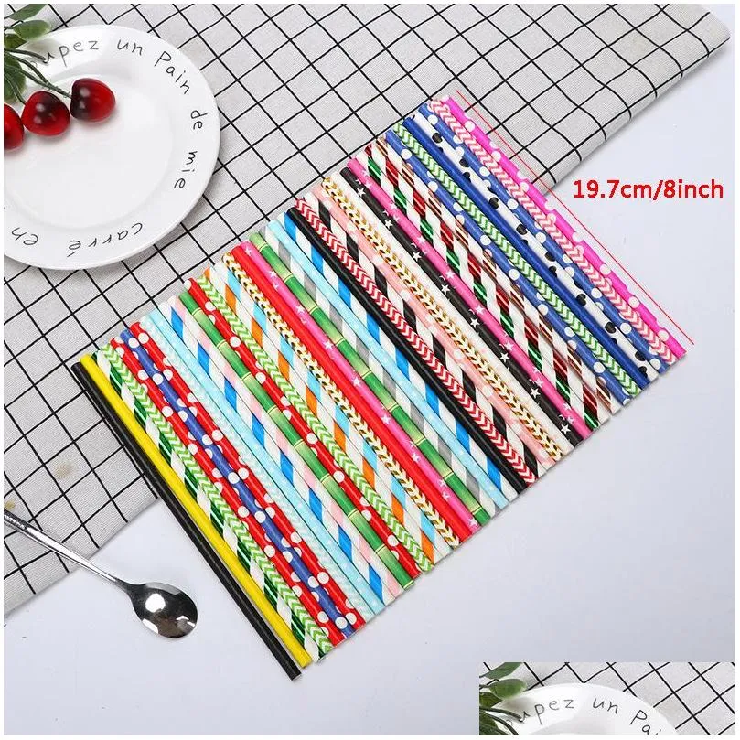 biodegradable disposable paper straw environmental colorful drinking straw wedding kid birthday party decoration supply bar tool