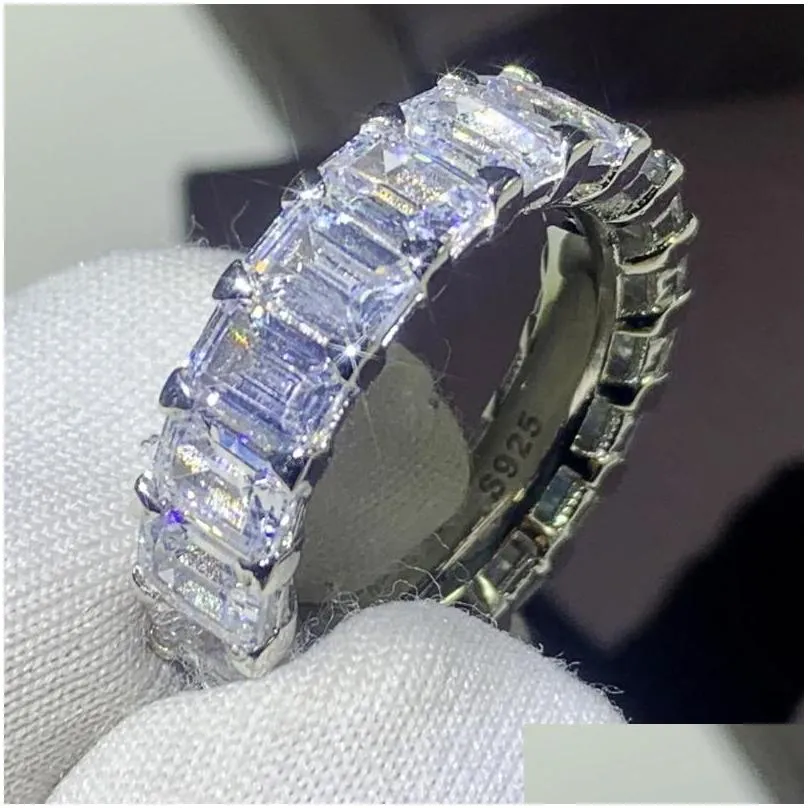 2020 sparkling luxury jewelry 925 sterling silver white topaz cz diamond gemstones promise women wedding engagement band ring for lover