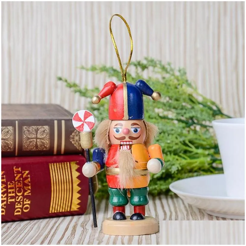 6pcs christmas nutcracker decoration 10cm wooden nutcracker soldier creative christmas gift pendant nutcracker puppet for child dbc