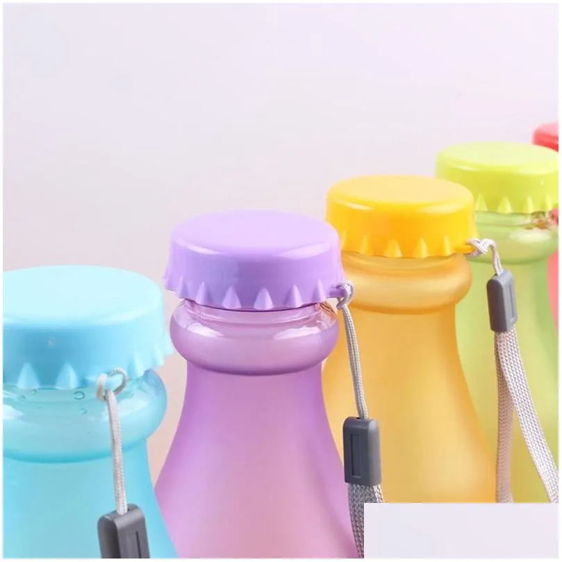 creative 550ml frosted soda bottle plastic portable dropproof water bottles fashion students sports water cups bottles vtky2372