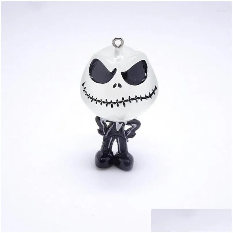 keychains lt1139 cute 3d the nightmare before christmas halloween car keychain key ring head glowed in dark jewelry accessories