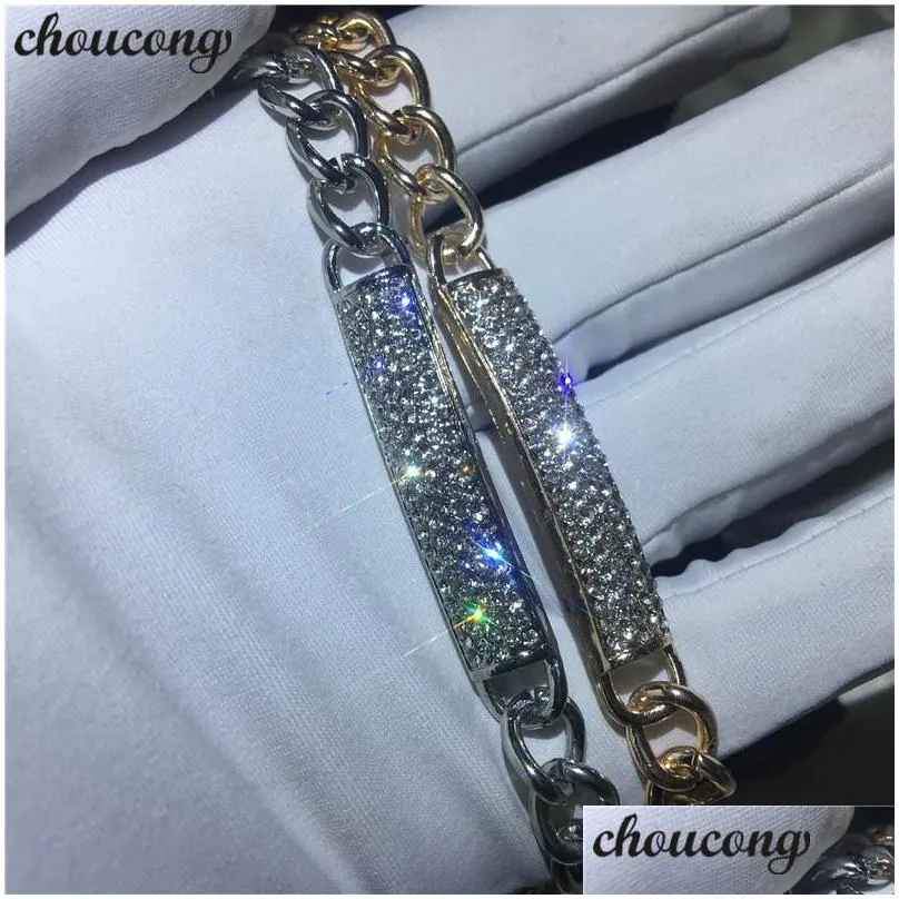 handmade sparkling cuba bracelets luxury jewelry 18k white gold fill cz crystal zircon hip hop party promise high quality women men bangle for lovers