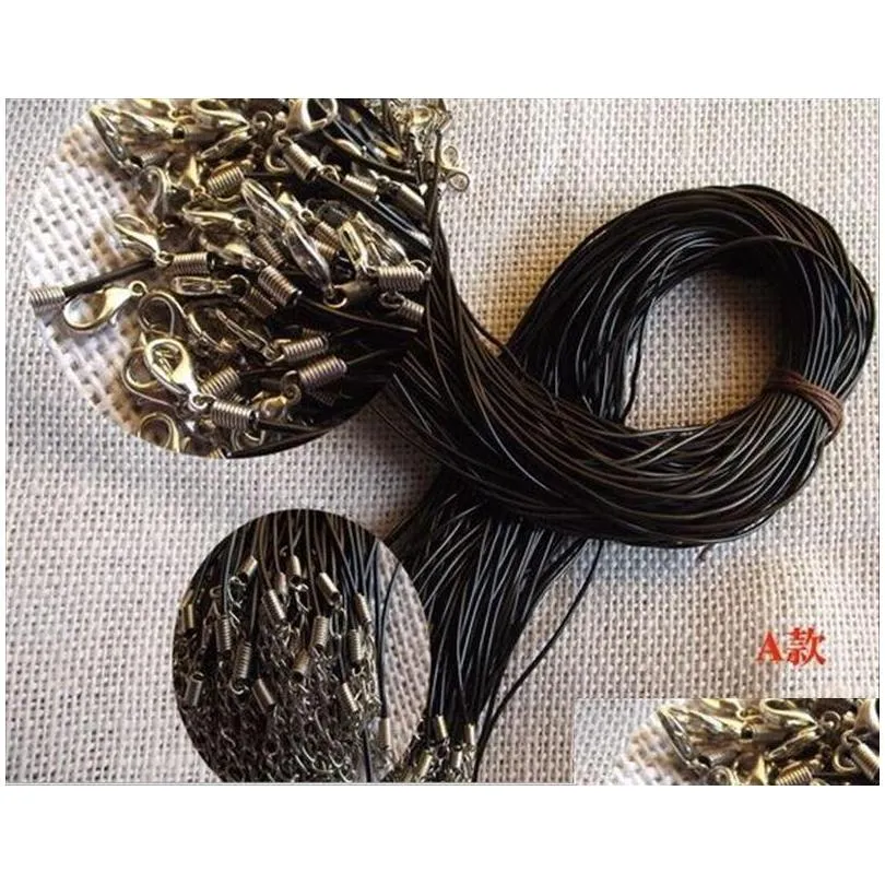 black necklace rope korean wax cord 1.0mm 1.5mm 2.0mm leather lanyard pendant use hide necklace string diy accessories 500pcs/lot