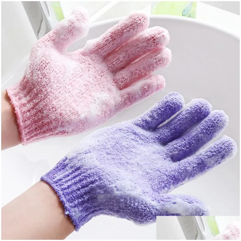 wholesale moisturizing spa skin care cloth bath glove five fingers exfoliating gloves face body bathing supplies accessories dh0623