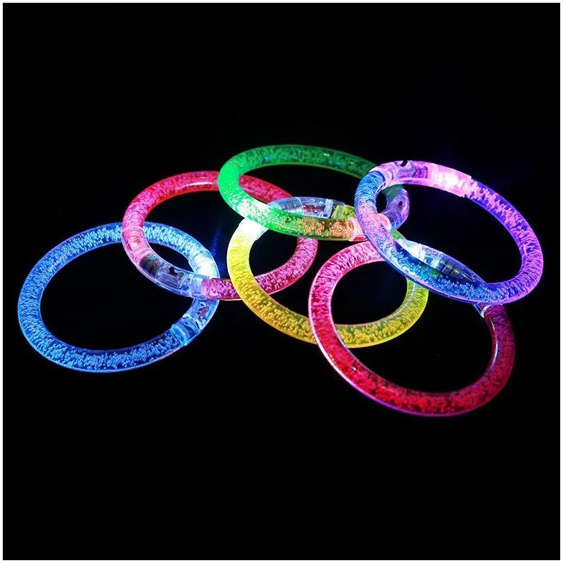 led glitter glow bracelet flash light stick acrylic crystal gradient hand ring bangle creative christmas party supplies kid toy dbc