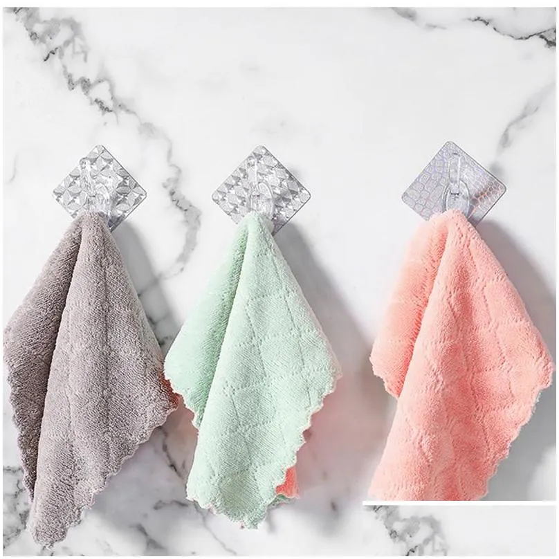 household cleaning cloth doublesided thick coral velvet nonstick oil absorbent dish towel microfiber house scouring pad fast drying