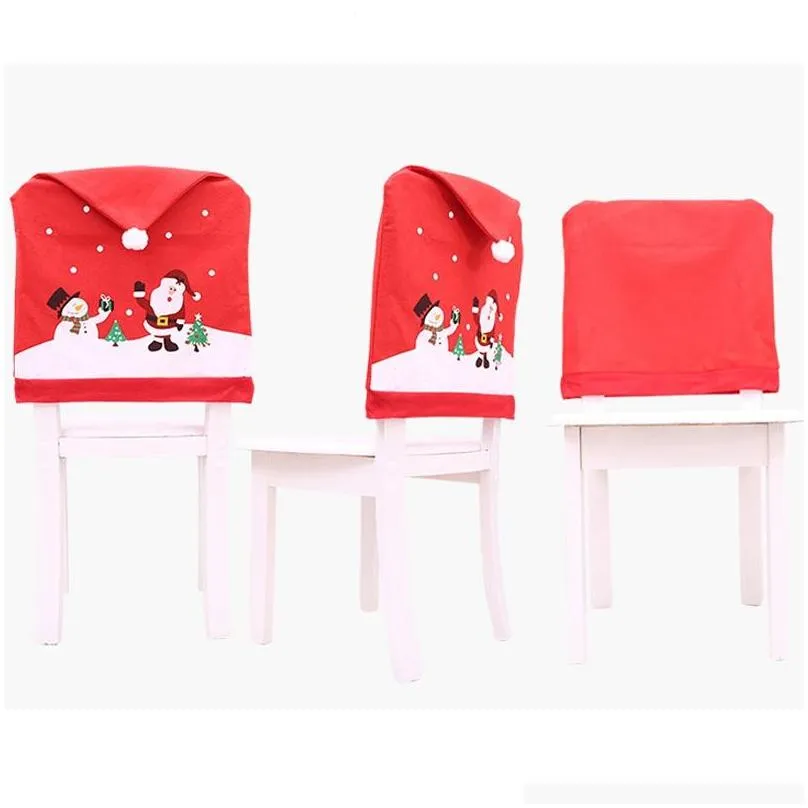  30pcs christmas chair back cover decoration chairs hat decorations for home dinner table xmas chair covers dh0139