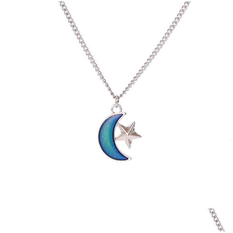 mood neckalce moon and stars change color pendant necklaces