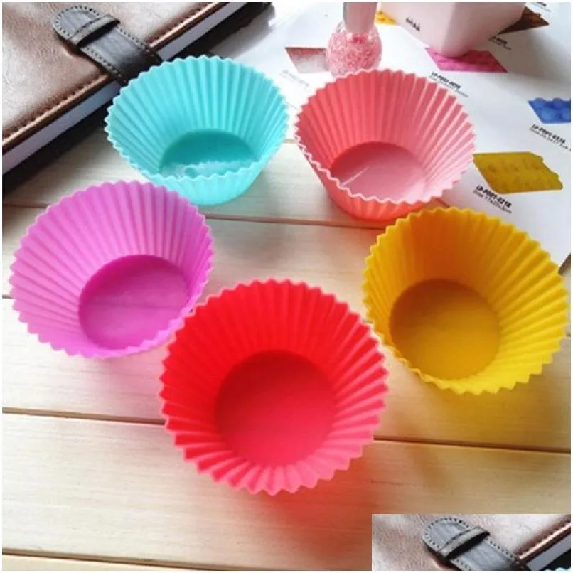 6 color silicone muffin cake cupcake mould case bakeware maker mold tray baking cup jumbo mould dh0158