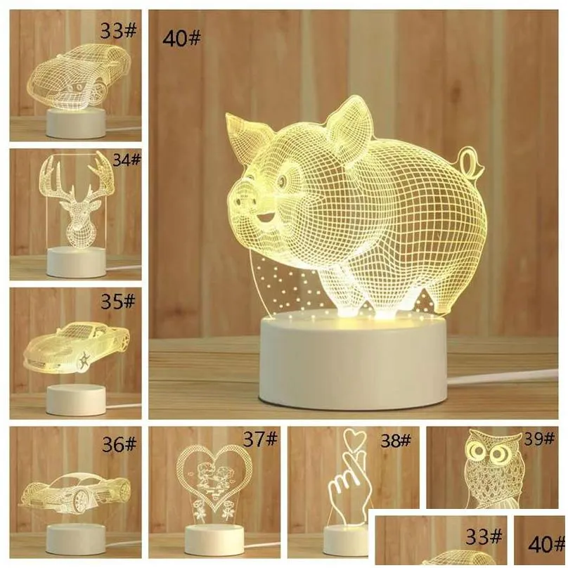 3d night light creative led bedroom decoration small table lamp romantic colorful pattern bedroom decoration gift home decor lamp