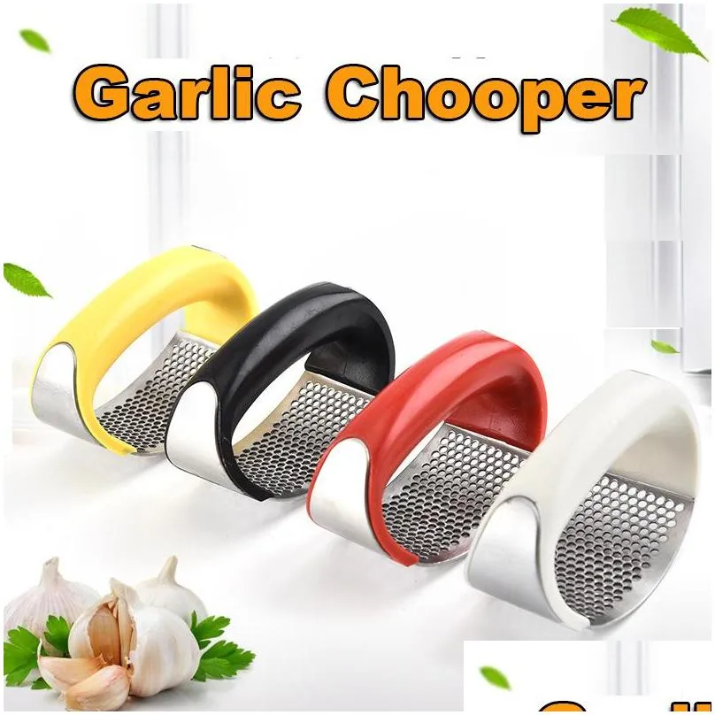 portable stainless steel garlic press garlic chooper hand garlics grinder grater cutter slicer kitchen gadget vt0671