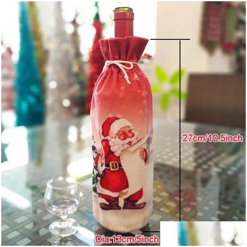christmas decoration santa claus wine bottle cover santa claus bottle holder bag snowman xmas wine bottle clothe home decoration