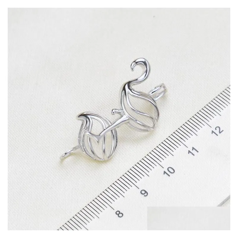 925 sterling silver 810mm flamingo shaped essential oil diffuser necklace locket pearl cage pendant accessory diy jewelry