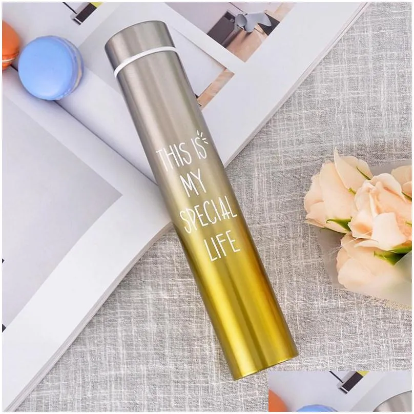 slender bottle long thin design double layer stainless steel vacuum cup flask thermos water jug thermos bottle cup vt0141