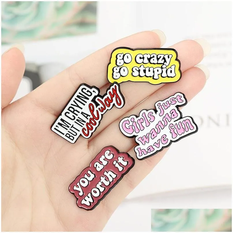 enamel brooches pin for women fashion dress coat shirt demin metal funny brooch pins badges promotion gift letter choose happy