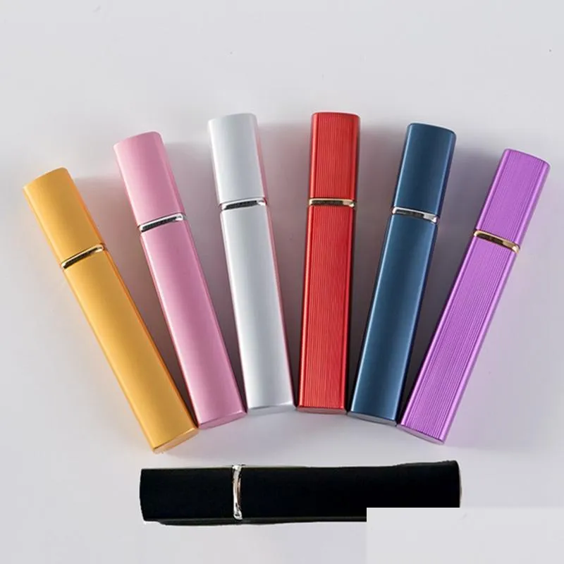 12ml spray perfume bottle travel refillable empty cosmetic container square perfume bottle atomizer aluminum refillable bottles dbc