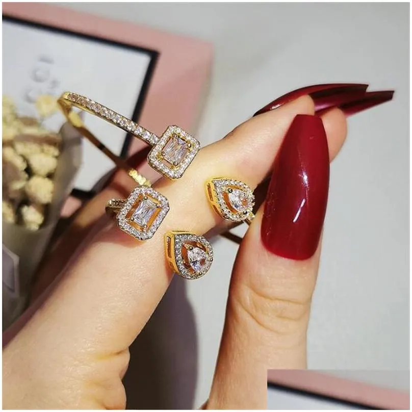 handmade luxury wedding jewelry sets choucong brand design 925 sterling silver rose gold fill princess cut white topaz cz diamond gemstones women ring bangle