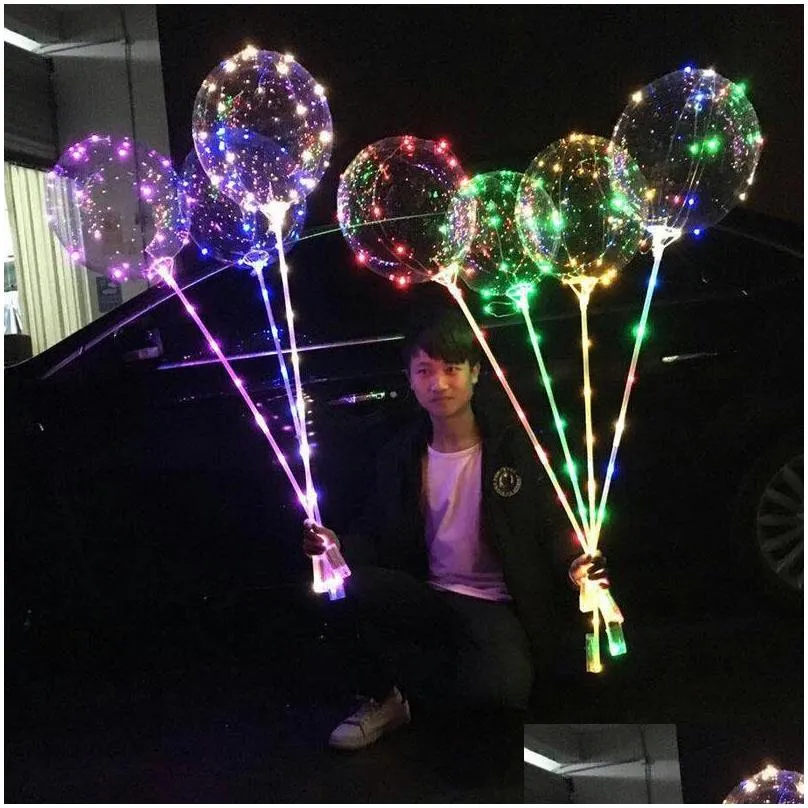 led bobo balloon with 31.5inch stick  string balloon light christmas halloween wedding birthday party decoration bobo balloons dh1346