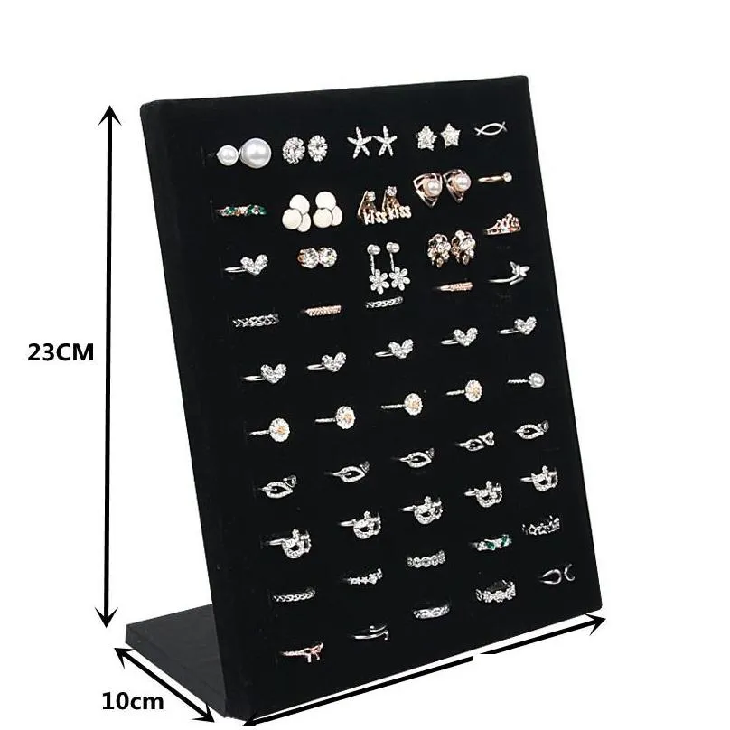 black/gray velvet display case jewelry ring displays stand board holder storage box plate organizer 20x10x23cm 220510