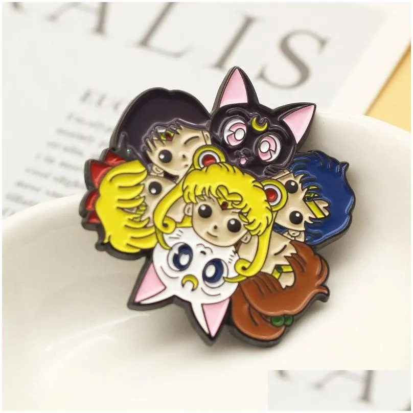 sailor moon spinning enamel pin cute anime badge for best friend brooch gift fashion jewelry