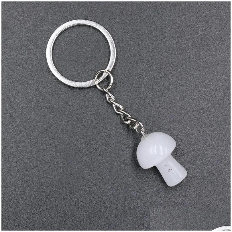 natural crystal stone key rings mushroom keychains healing crystals car bag decor keyholder for women men