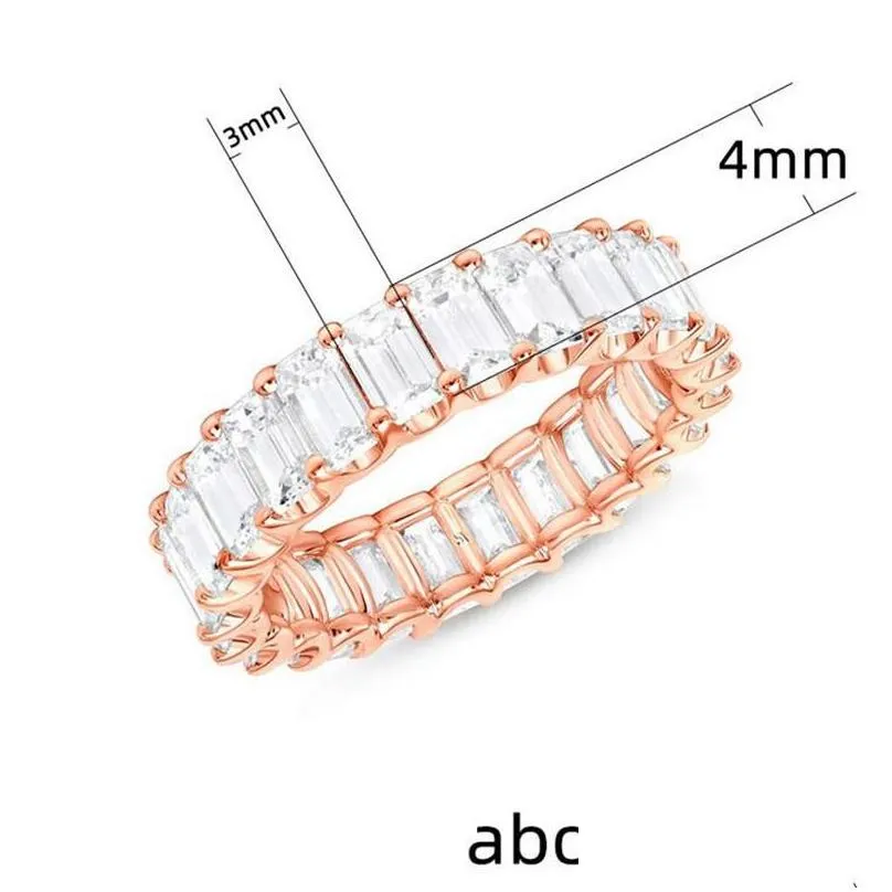 classical fashion jewelry top sell 925 silver rose gold fill radiant cut white topaz cz diamond party gemstones women wedding band ring