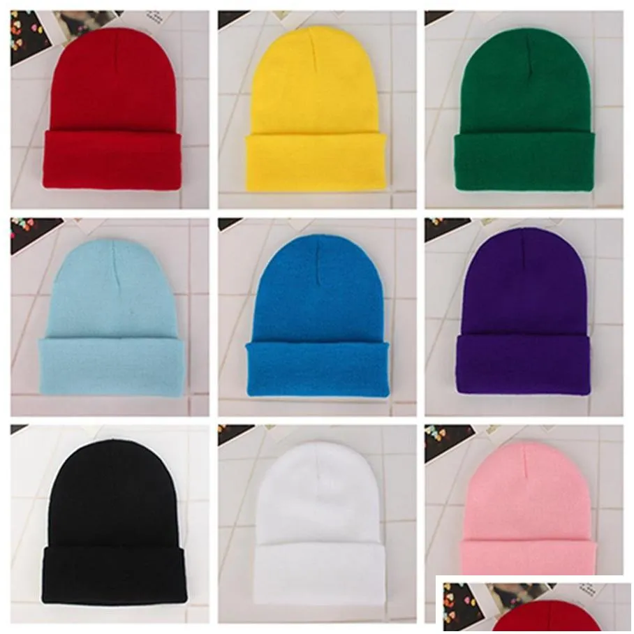 wholesale candy color beanie hat winter knitted woolen warm outdoor sports elastic decor hats slouchy beanie woolen caps dh0509 t03