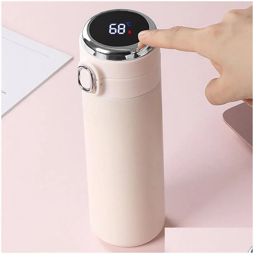 stainless steel thermal cups vacuum flask intelligent temperature measurement bounce cups portable students thermos bottle cups vt1695