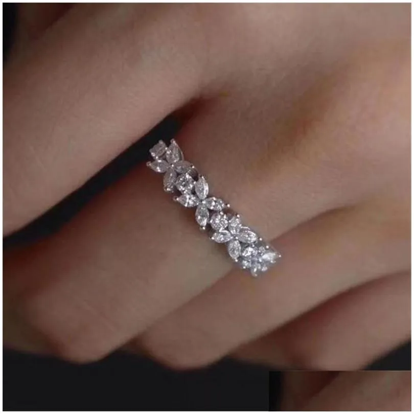 simple fashion jewelry handmade 925 sterling silver marquise cut white topaz cz diamond gemstones women wedding bridal ring gift size